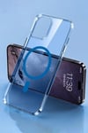 Mey İthalat®  iPhone 14 Pro Max Kılıf Tron Şeffaf Magsafe Kapak - Mavi