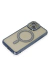 Mey İthalat®  iPhone 15 Kılıf Joke Simli Magneticsafe Kılıf - Lacivert