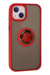 Mey İthalat®  iPhone 15 Kılıf Montreal Yüzüklü Silikon Kapak - Kırmızı