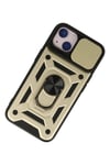 Mey İthalat®  iPhone 15 Kılıf Pars Lens Yüzüklü Silikon - Gold