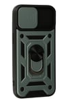 Mey İthalat®  iPhone 15 Kılıf Pars Lens Yüzüklü Silikon - Yeşil