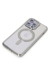 Mey İthalat®  iPhone 15 Pro Kılıf Joke Simli Magneticsafe Kılıf - Gümüş
