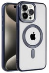 Mey İthalat®  iPhone 15 Pro Kılıf Kronos Magsafe Kapak - Lacivert