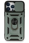 Mey İthalat®  iPhone 15 Pro Kılıf Pars Lens Yüzüklü Silikon - Yeşil