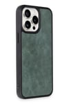 Mey İthalat®  iPhone 15 Pro Max Kılıf Aras Deri Kapak - Koyu Yeşil