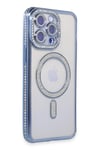 Mey İthalat®  iPhone 15 Pro Max Kılıf Joke Simli Magneticsafe Kılıf - Mavi