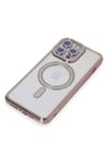 Mey İthalat®  iPhone 15 Pro Max Kılıf Joke Simli Magneticsafe Kılıf - Pembe
