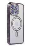 Mey İthalat®  iPhone 15 Pro Max Kılıf Joke Simli Magneticsafe Kılıf - Derin Mor