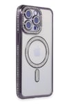 Mey İthalat®  iPhone 15 Pro Max Kılıf Joke Simli Magneticsafe Kılıf - Derin Mor