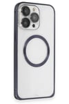 Mey İthalat®  iPhone 15 Pro Max Kılıf Metal Bumper Magneticsafe Kapak - Lacivert