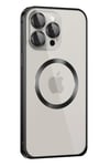 Mey İthalat®  iPhone 15 Pro Max Kılıf Metal Bumper Magneticsafe Kapak - Siyah