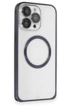 Mey İthalat®  iPhone 15 Pro Max Kılıf Metal Bumper Magneticsafe Kapak - Lacivert