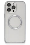 Mey İthalat®  iPhone 15 Pro Max Kılıf Metal Bumper Magneticsafe Kapak - Gri