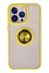 Mey İthalat®  iPhone 15 Pro Max Kılıf Montreal Yüzüklü Silikon Kapak - Sarı