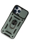 Mey İthalat®  iPhone 15 Pro Max Kılıf Pars Lens Yüzüklü Silikon - Yeşil