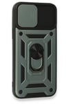 Mey İthalat®  iPhone 15 Pro Max Kılıf Pars Lens Yüzüklü Silikon - Yeşil