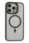 Mey İthalat®  iPhone 15 Pro Max Kılıf Roblox Lens Magsafe Standlı Kapak - Koyu Yeşil