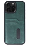 Mey İthalat®  iPhone 15 Pro Max Kılıf Sara Kartvizitli Deri Kılıf - Koyu Yeşil