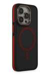 Mey İthalat®  iPhone 15 Pro Max Rocky Magsafe Kapak - Siyah-Kırmızı