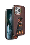 Mey İthalat®  iPhone 15 Pro Perma Desenli Kapak - Koyu Kahve