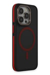 Mey İthalat®  iPhone 15 Pro Rocky Magsafe Kapak - Siyah-Kırmızı