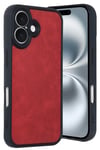 Mey İthalat®  iPhone 16 Kılıf Aras Deri Kapak - Kırmızı