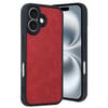 Mey İthalat®  iPhone 16 Kılıf Aras Deri Kapak - Kırmızı
