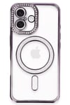 Mey İthalat®  iPhone 16 Kılıf Joke Simli Magneticsafe Kılıf - Derin Mor