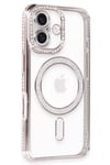 Mey İthalat®  iPhone 16 Kılıf Joke Simli Magneticsafe Kılıf - Pembe