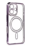 Mey İthalat®  iPhone 16 Kılıf Joke Simli Magneticsafe Kılıf - Derin Mor