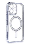 Mey İthalat®  iPhone 16 Kılıf Joke Simli Magneticsafe Kılıf - Mavi