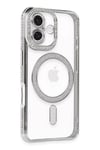 Mey İthalat®  iPhone 16 Kılıf Joke Simli Magneticsafe Kılıf - Gümüş