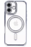 Mey İthalat®  iPhone 16 Kılıf Joke Simli Magneticsafe Kılıf - Mavi