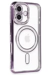 Mey İthalat®  iPhone 16 Kılıf Joke Simli Magneticsafe Kılıf - Derin Mor