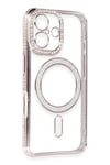 Mey İthalat®  iPhone 16 Kılıf Joke Simli Magneticsafe Kılıf - Pembe