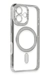 Mey İthalat®  iPhone 16 Kılıf Joke Simli Magneticsafe Kılıf - Gümüş