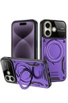 Mey İthalat®  iPhone 16 Kılıf Joy Lens Standlı Kapak - Mor