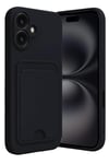 Mey İthalat®  iPhone 16 Kılıf Kelvin Kartvizitli Silikon - Siyah