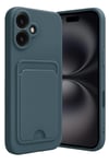 Mey İthalat®  iPhone 16 Kılıf Kelvin Kartvizitli Silikon - Koyu Yeşil