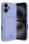 Mey İthalat®  iPhone 16 Kılıf Kelvin Kartvizitli Silikon - Lila