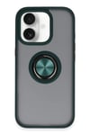 Mey İthalat®  iPhone 16 Kılıf Montreal Yüzüklü Silikon Kapak - Yeşil