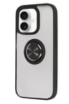 Mey İthalat®  iPhone 16 Kılıf Montreal Yüzüklü Silikon Kapak - Siyah
