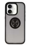 Mey İthalat®  iPhone 16 Kılıf Montreal Yüzüklü Silikon Kapak - Siyah