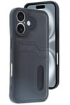 Mey İthalat®  iPhone 16 Kılıf Sara Kartvizitli Deri Kılıf - Siyah