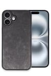Mey İthalat®  iPhone 16 Plus Kılıf Aras Deri Kapak - Siyah