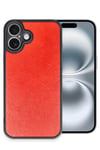 Mey İthalat®  iPhone 16 Plus Kılıf Aras Deri Kapak - Kırmızı