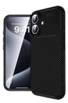 Mey İthalat®  iPhone 16 Plus Kılıf Auto Focus Karbon Kapak - Siyah