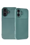 Mey İthalat®  iPhone 16 Plus Kılıf Auto Focus Karbon Kapak - Koyu Yeşil