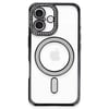 Mey İthalat®  iPhone 16 Plus Kılıf Joke Simli Magneticsafe Kılıf - Siyah