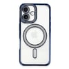 Mey İthalat®  iPhone 16 Plus Kılıf Joke Simli Magneticsafe Kılıf - Lacivert